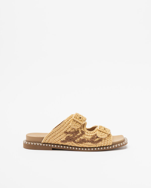 Sandálias rasas Karl Lagerfeld Kleo Double Strap Stitch Bege