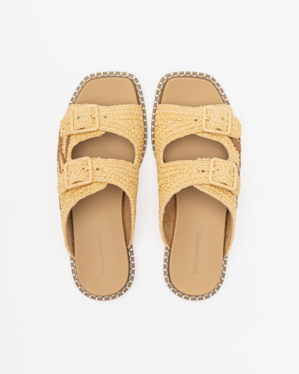 Sandálias rasas Karl Lagerfeld Kleo Double Strap Stitch Bege