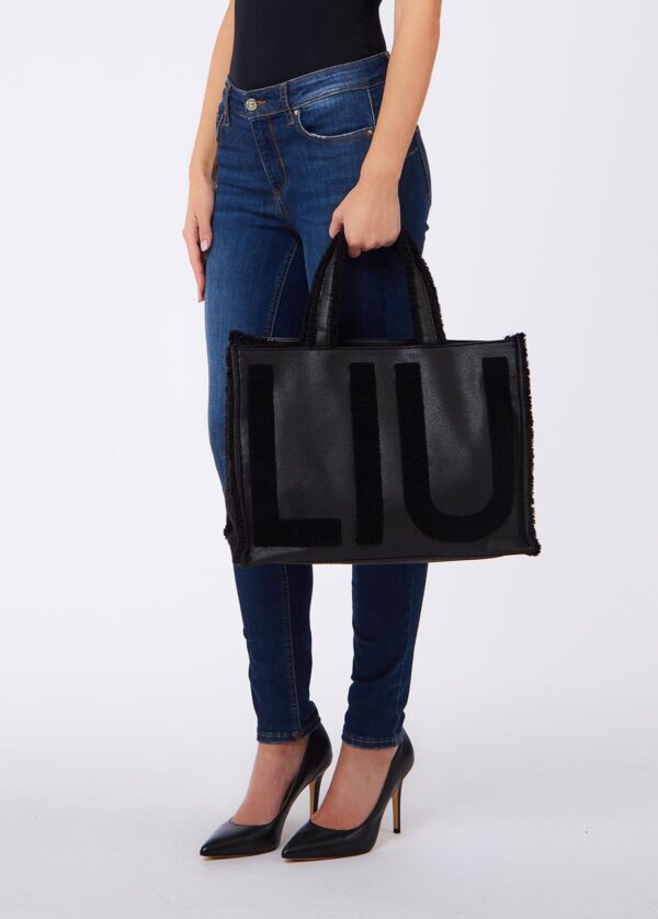 Mala Shopper Maxi Logo Liu Jo Preta 2F6037-E0021-22222 - imagem 5
