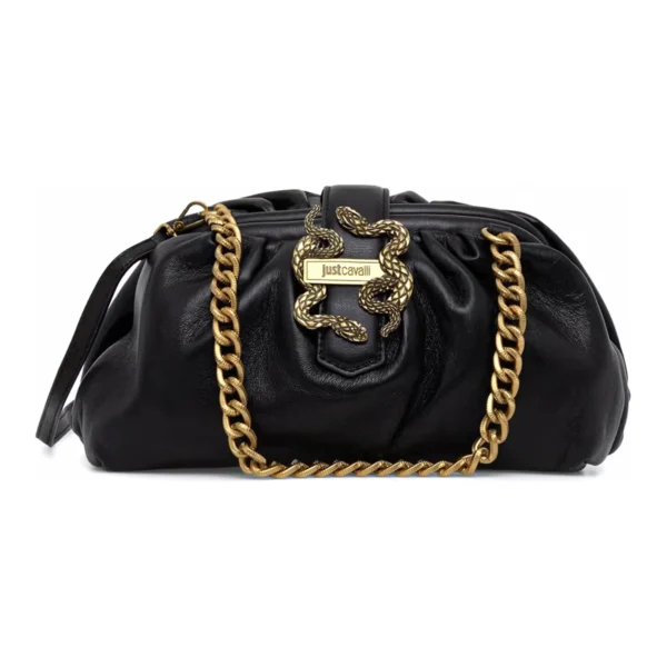 Mala de Ombro Franzida Iconic Snakes Just Cavalli Preta 81RA4BD1-ZS748-899