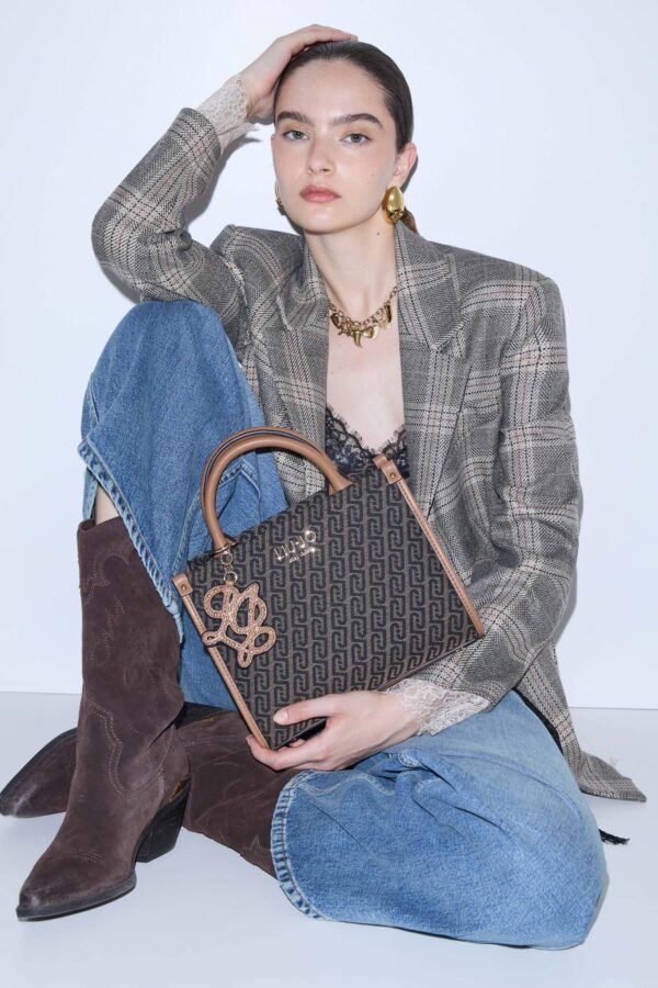 Mala Shopper Ridhi S Monograma Liu Jo Castanho Escuro AF6192-T378A-00533 - imagem 4