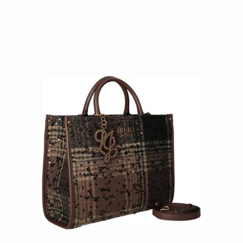 Mala Shopper Ridhi M Xadrez Liu Jo Castanho Escuro AF6206-T759A-00533 - imagem 1