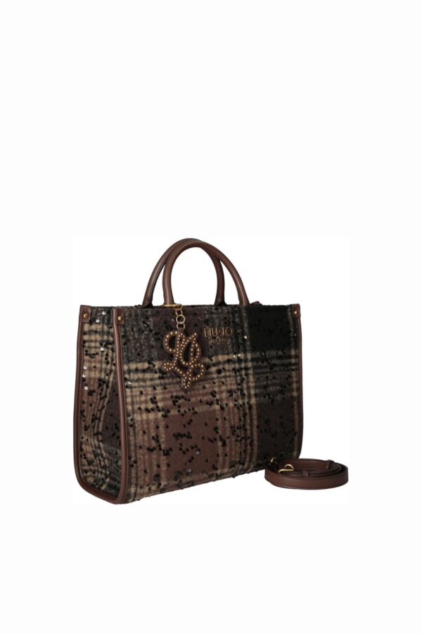 Mala Shopper Ridhi M Xadrez Liu Jo Castanho Escuro AF6206-T759A-00533 - imagem 1