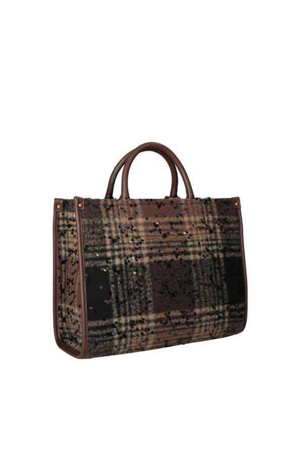 Mala Shopper Ridhi M Xadrez Liu Jo Castanho Escuro AF6206-T759A-00533 - imagem 2