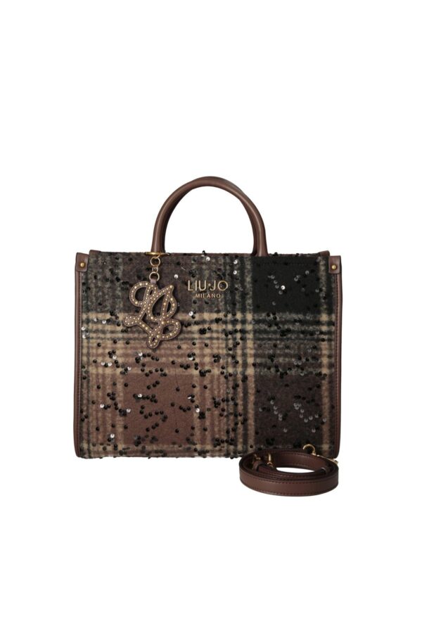Mala Shopper Ridhi M Xadrez Liu Jo Castanho Escuro AF6206-T759A-00533 - imagem 3
