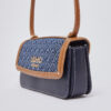 Bolsa transversal pequena em jeans jacquard