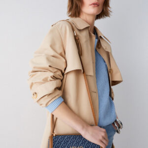 Bolsa transversal pequena em jeans jacquard