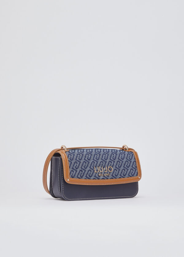 Bolsa transversal pequena em jeans jacquard
