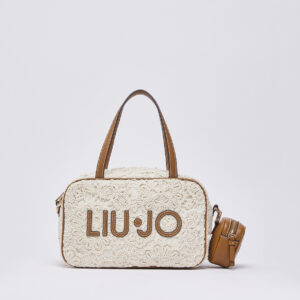 Bolsa bowling média com detalhes em renda