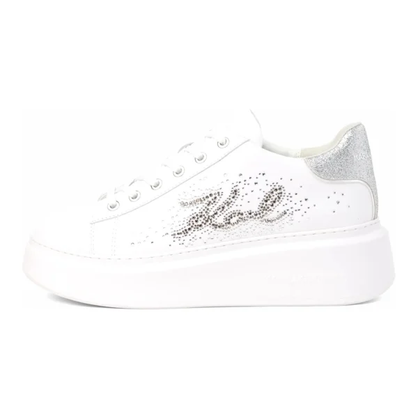 Sapatilhas Anakapri Signature Karl Lagerfeld Branco e Prateado KL63516S-01S